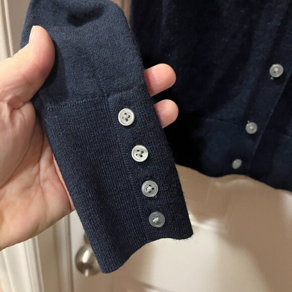 Banana Republic Merino Wool Navy Blue Button Up Cardigan Women's XS Preppy - Picture 4 of 7